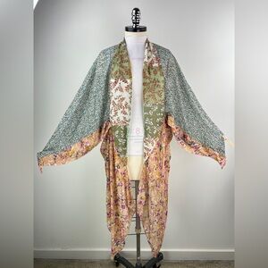 💚 3525. Floral Sheer Chiffon Open Front Cardigan/Kimono